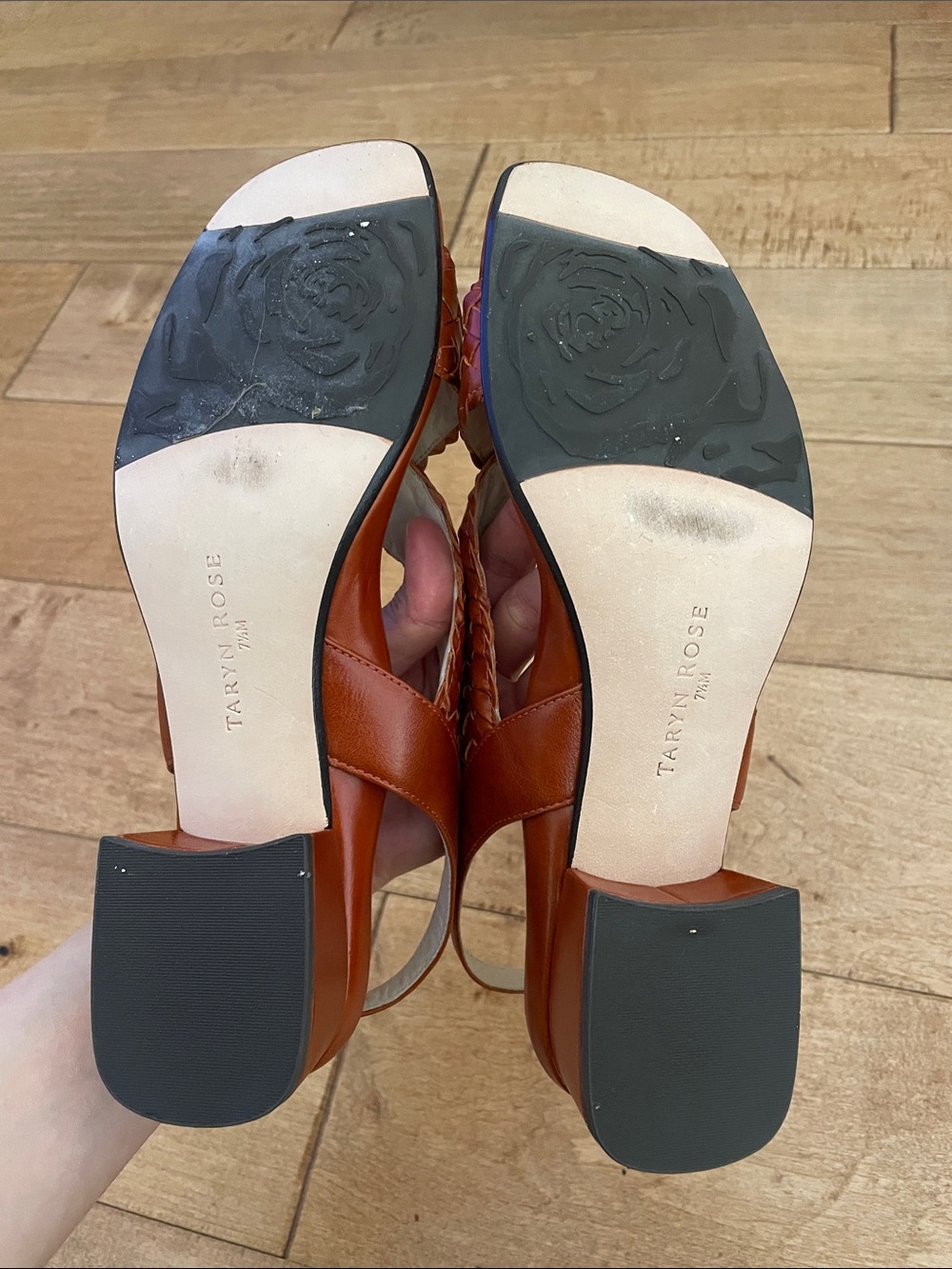 Taryn Rose Chestnut Braided Leather Slingback Sandals - Picture 6 of 8